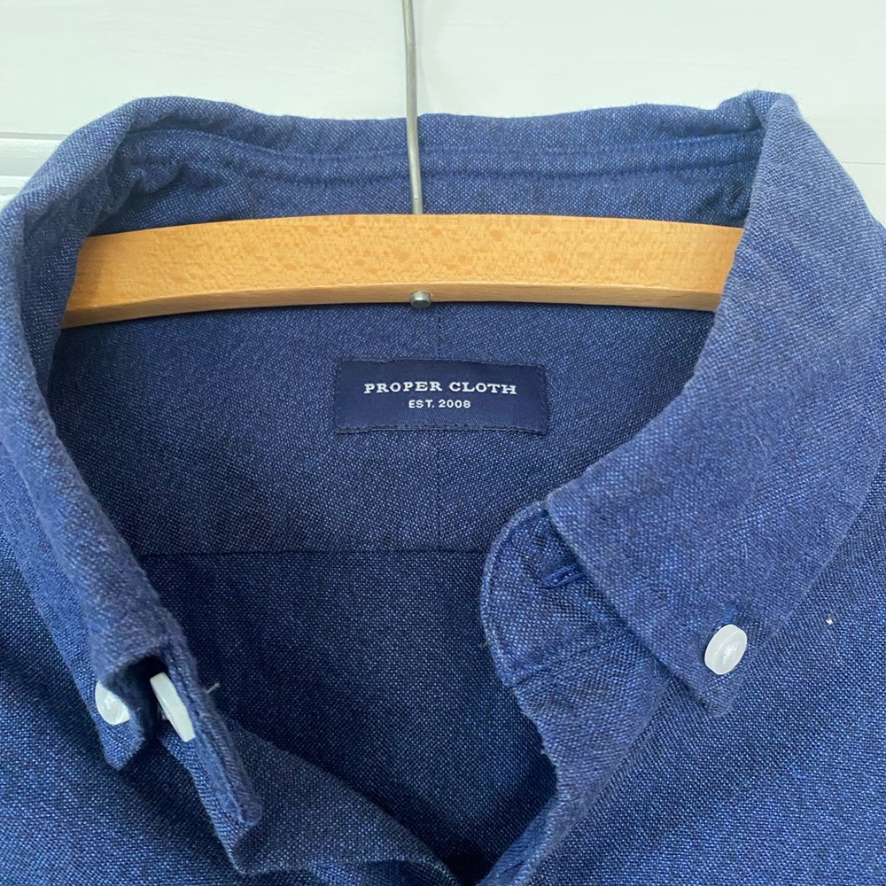 Men's Blue Proper Cloth Custom Shirt Preppy Normcore career business casual